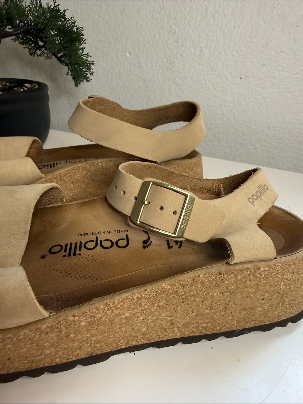 Birkenstock Papillio Glenda women size 10 Beige Cork Platform Sandals - Picture 5 of 7